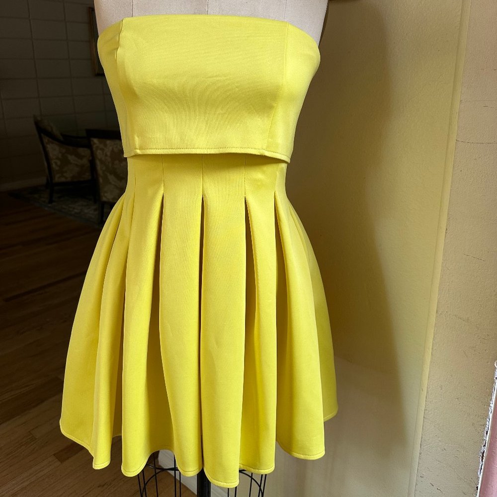 Asos Yellow Scuba Strapless Dress